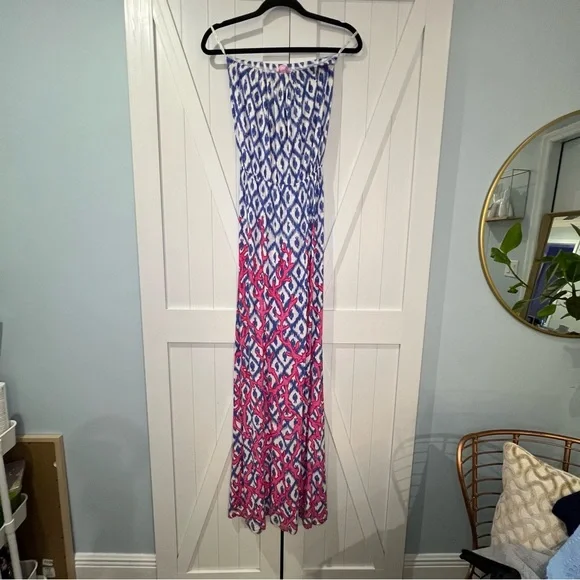 Lilly Pulitzer Marlisa Maxi Dress Iris Blue Deep Dive Little Fish Resort XS - Picture 5 of 6